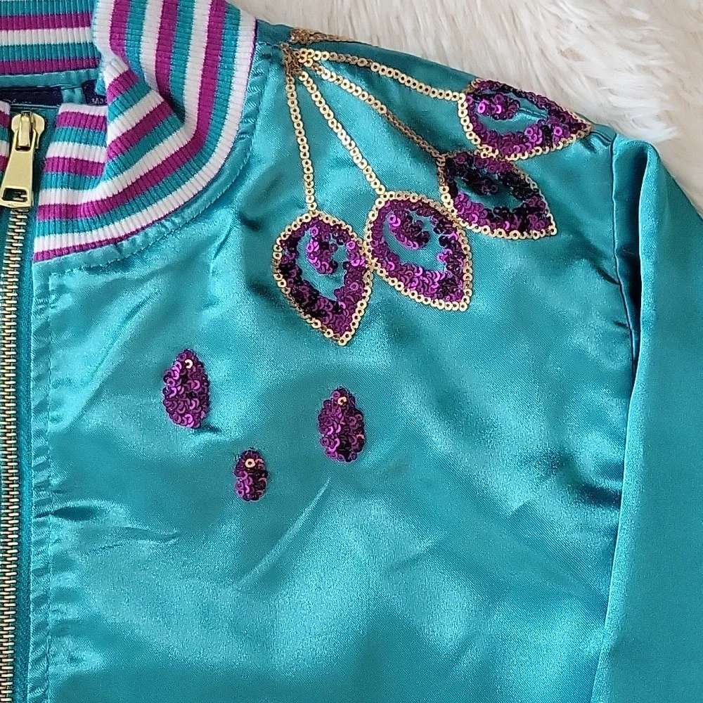 Disney Aladdin Jacket Teal with Purple And Gold Sequins Girl Size 7/8 NWOT